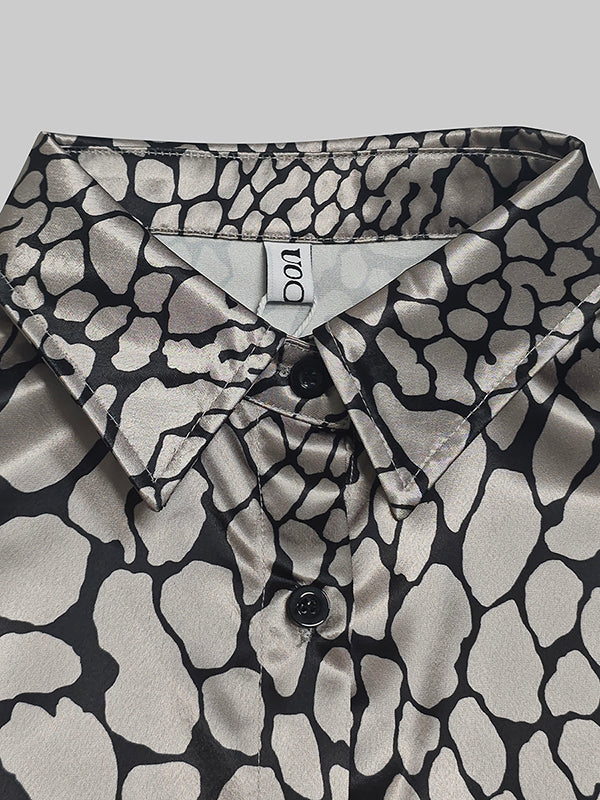 Chemise Satinée à Motif Artistique