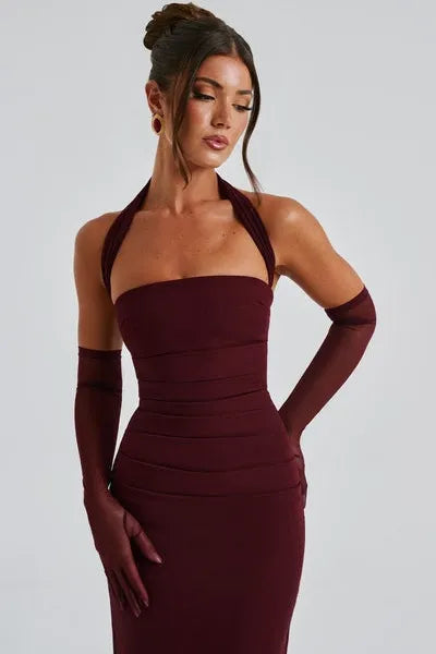 Elise – Maxi-jurk met split van vintage kant