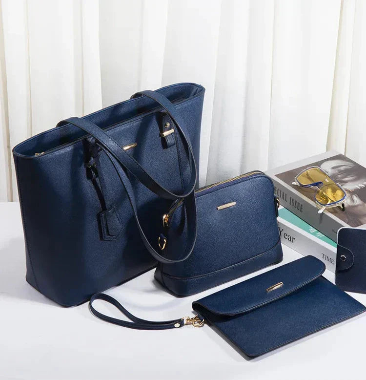 Eleonora - Ensemble 3 pièces : sac à main en cuir élégant et sac à bandoulière chic