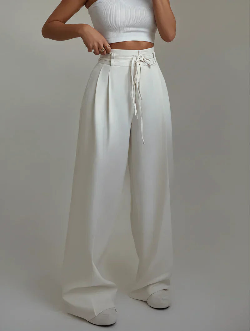 STEFANIA | Pantalon Taille Haute à Jambes Larges