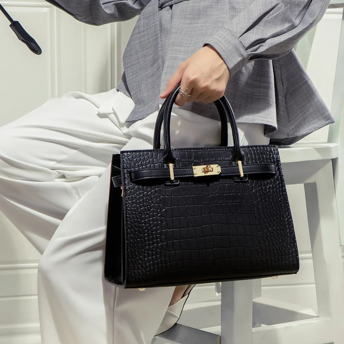 Ateka - Ensemble exceptionnel de trois sacs à main en cuir Premium Allure