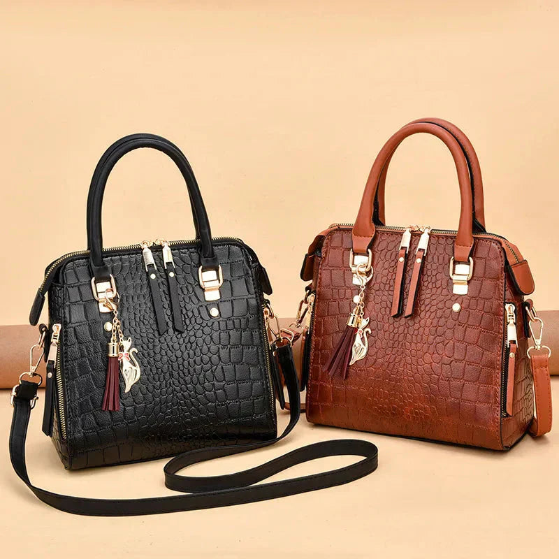 Jadwiga - Sac élégant en cuir embossé à motif crocodile