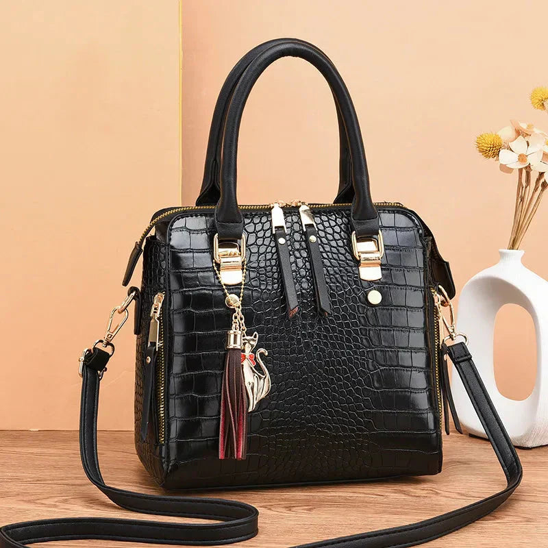 Jadwiga - Sac élégant en cuir embossé à motif crocodile