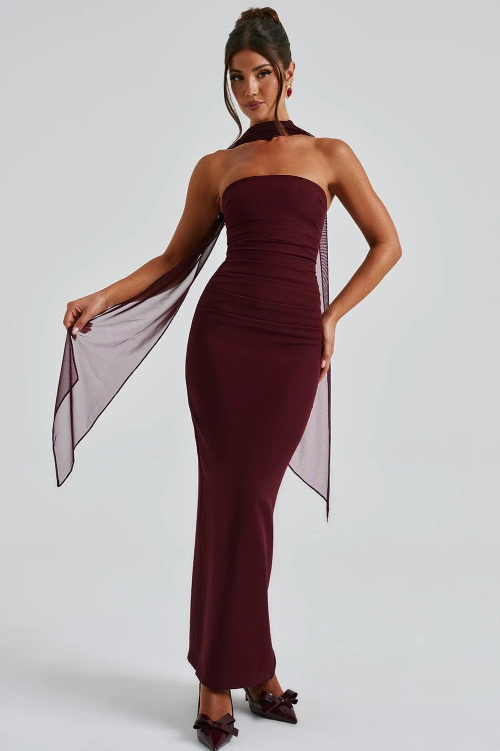 Elise – Maxi-jurk met split van vintage kant